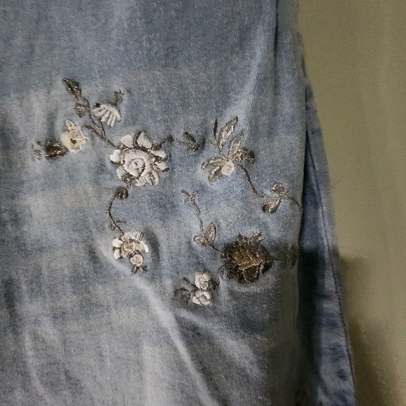 Lana Erica light blue embroidered jeans size 14 y2k 90's vibe jeans floral - Picture 7 of 11